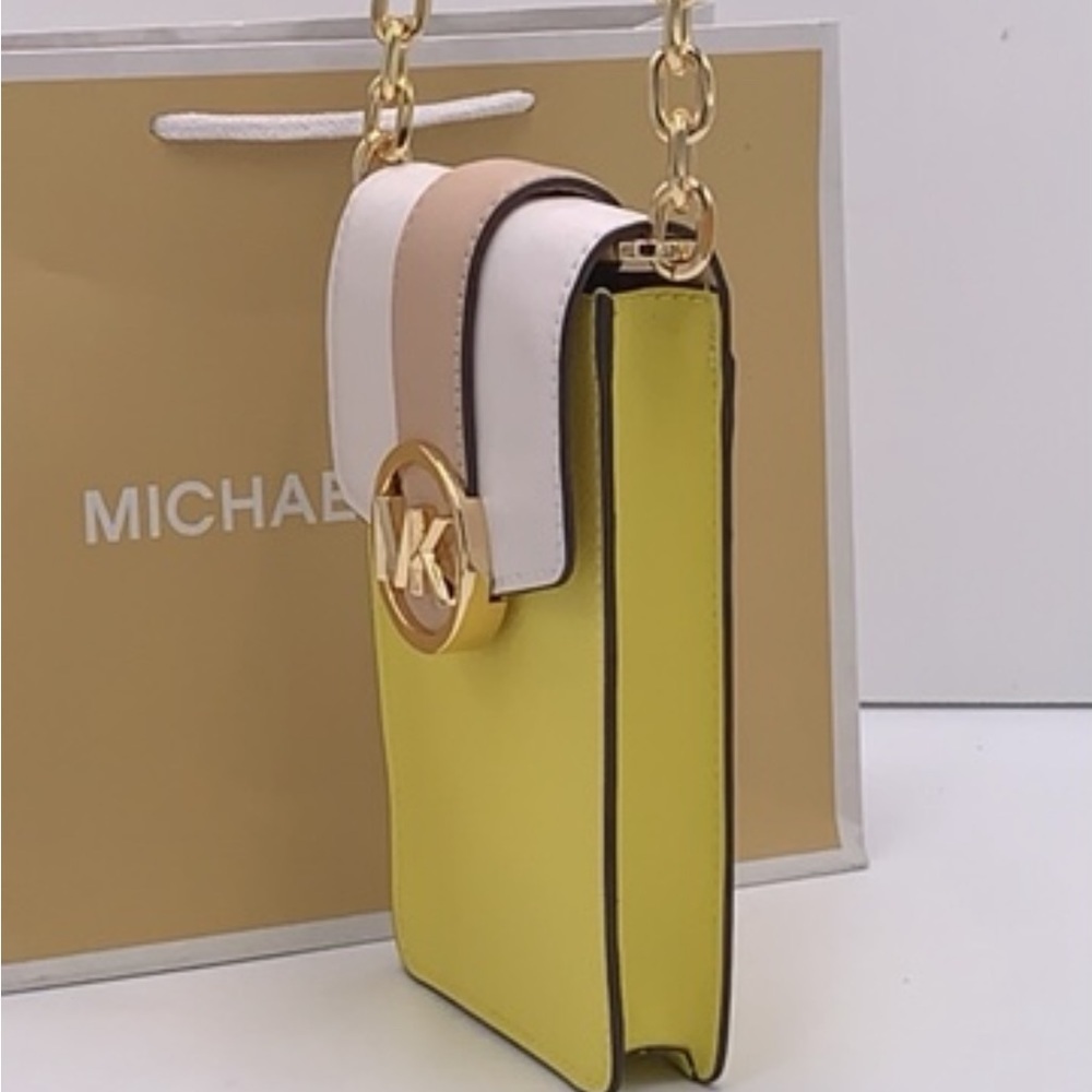 MICHAEL KORS Carmen Small Color-Block  Phone Crossbody Bag Sunshine multi color - Picture 11 of 13